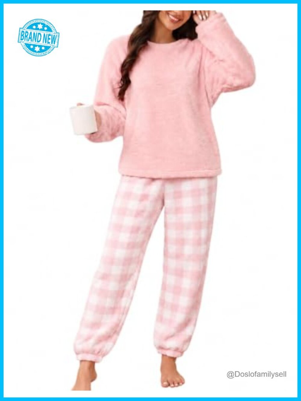 Fleece Pajama Set Plush 2 Piece Loungewear Winter Warm Sleepwear